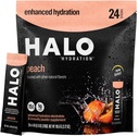 Halo Hydration Electrolyte Powder Packets - Peach - 24 portioner (5g varje) - Organisk Hydration Drink med låg socker + Essential Vitaminer + Mineraler - Vegan