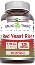 Fantastiska Formler Red Yeast Rice 1200mg Per Serving 240 Capsules Supplement | Icke-GMO | Gluten Free | Made in USA