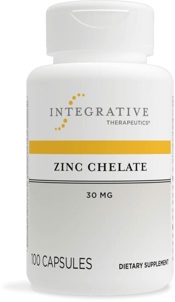 Integrativ terapeutisk zinkkelat - Antioxidantstöd och hälsosam immunfunktion * - mineraltillskott för män och kvinnor - Dairy-Free & Gluten-Free - 100 kapslar (100 portioner)