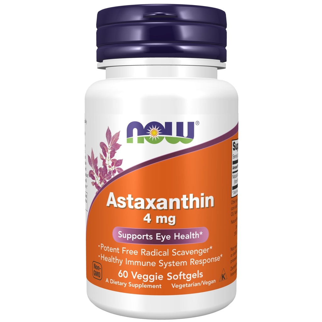 Nu livsmedelstillskott, Astaxanthin 4 mg, har Zanthin®, stöder ögonhälsa *, 60 Veg Softgels