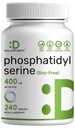 Fosfatidylserin Supplement, 400mg Servering, 240 kapslar - Soja fri solros Lecithin Source
