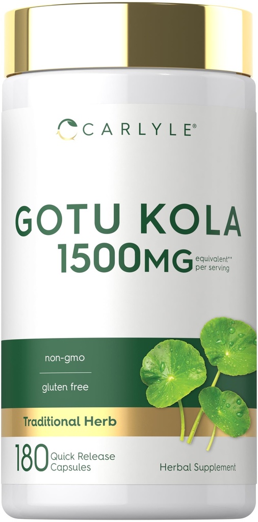 Carlyle Gotu Kola Capsules 1500mg | 180 greve | Non-GMO, Gluten Free | Traditionell Herb Extract
