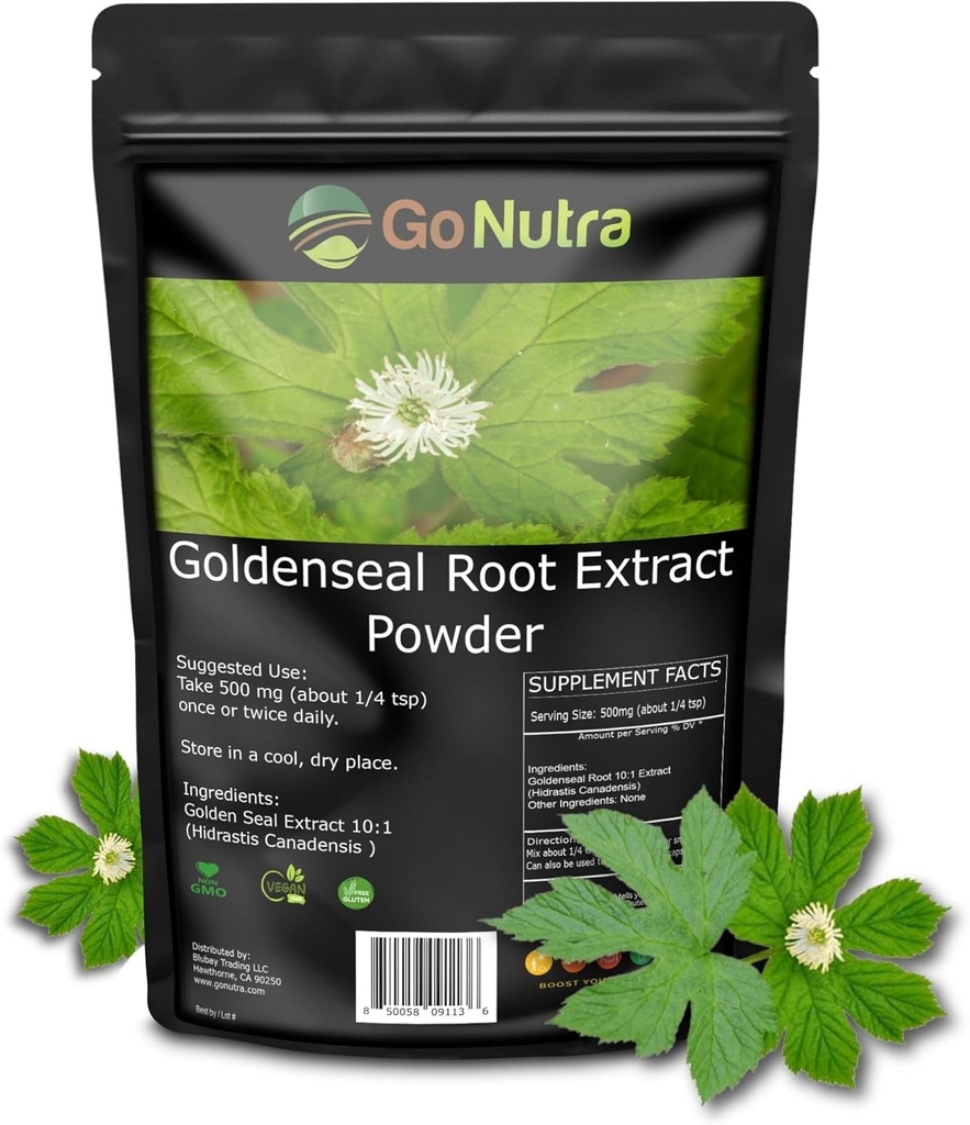 Gå Nutra Goldenseal Root Extract Pure Goldenseal Powder Potent 10:1 Goldenseal Extract 4oz. Herbal Supplement Golden Seal Root