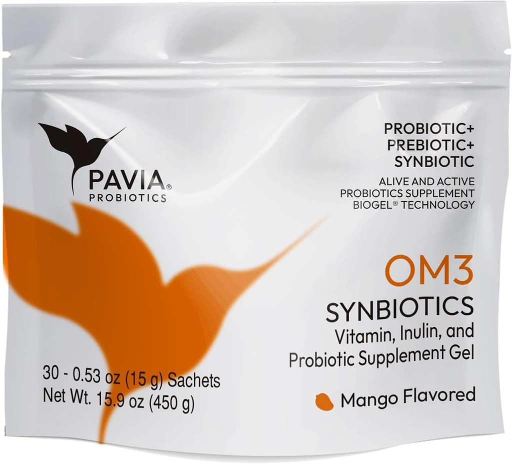 XAVIAX Probiotic Gel med Omega 3 | Immune Support Supplement | Mango Flavor | för att skydda immunsystemet, förbättrar koncentration ett minne | 30 kuvert