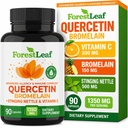 ForestLeaf Quercetin med Bromelain 1350mg - Blanda med vitamin C & Stinging Nettle Supplement, Quercetin 500mg Capsules, Non-GMO Gluten Free, Natural Immune & Respiratory Function, 90 Veggie Caps