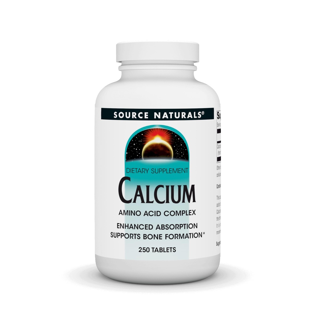 Källa Naturals Calcium, Amino Acid Complex- Förbättrad Absorption och stöder benformation * - 250 tabletter