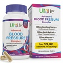 ULTALIFE Blodtryckstillägg - Avancerad blodtryckstillägg Komplex - Hawthorn Berry, Hibiscus, Garlic, Forskolin - 14 Vitaminer och örter, 30 dagars leverans i Veggie Capsules