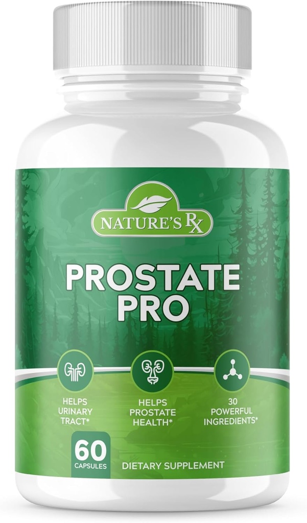 Naturens RX | #1 Dosed Prostate Support Supplement | Urinary Tract Health, hjälper prostatafunktion | Ultra Dosed Formel w / 30 kraftfulla ingredienser | 3rd Party Tested + USA Made - 60 kapslar
