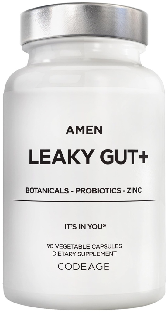 Amen Leaky Gut Supplement - Avancerad Formel med Bioavailable L Glutamine, Zink, Turmeric, DGL Licorice Root - Marshmallow Root - Probiotics & Fermented Prebiotics - Vegan, Non-GMO - 90 kapslar