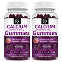 Kalcium Magnesium Zink Gummies med High Absorption Magnesium Glycinate Potassium - Plant Complex Calcium Magnesium 2:1 Ratio, med D3 Sea Moss för ben, muskler, Immune & Sleep Support, Vegan-2 Pack