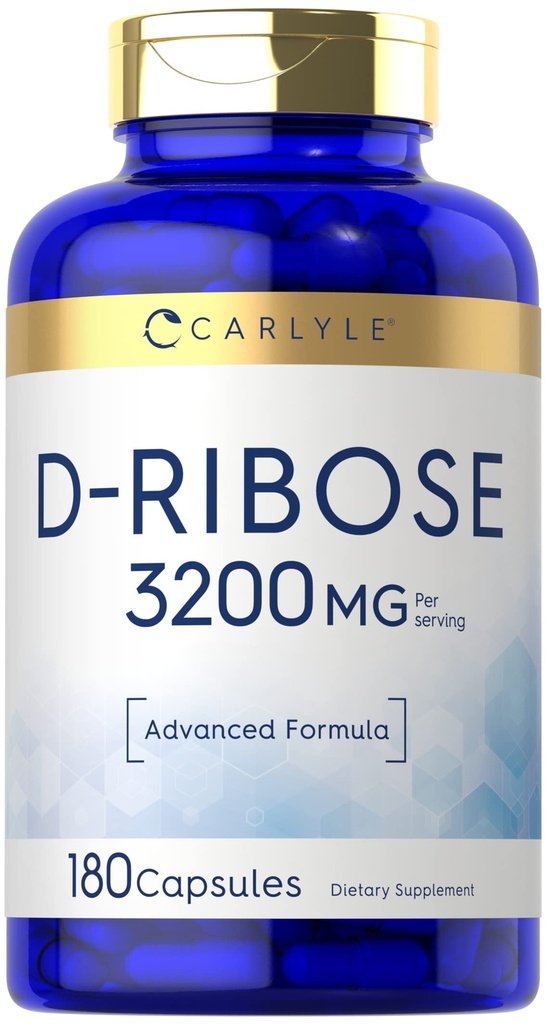 Carlyle D-Ribose kapslar | 3200mg | 180 piller | Avancerad formel | Icke-GMO, Gluten fri tillägg