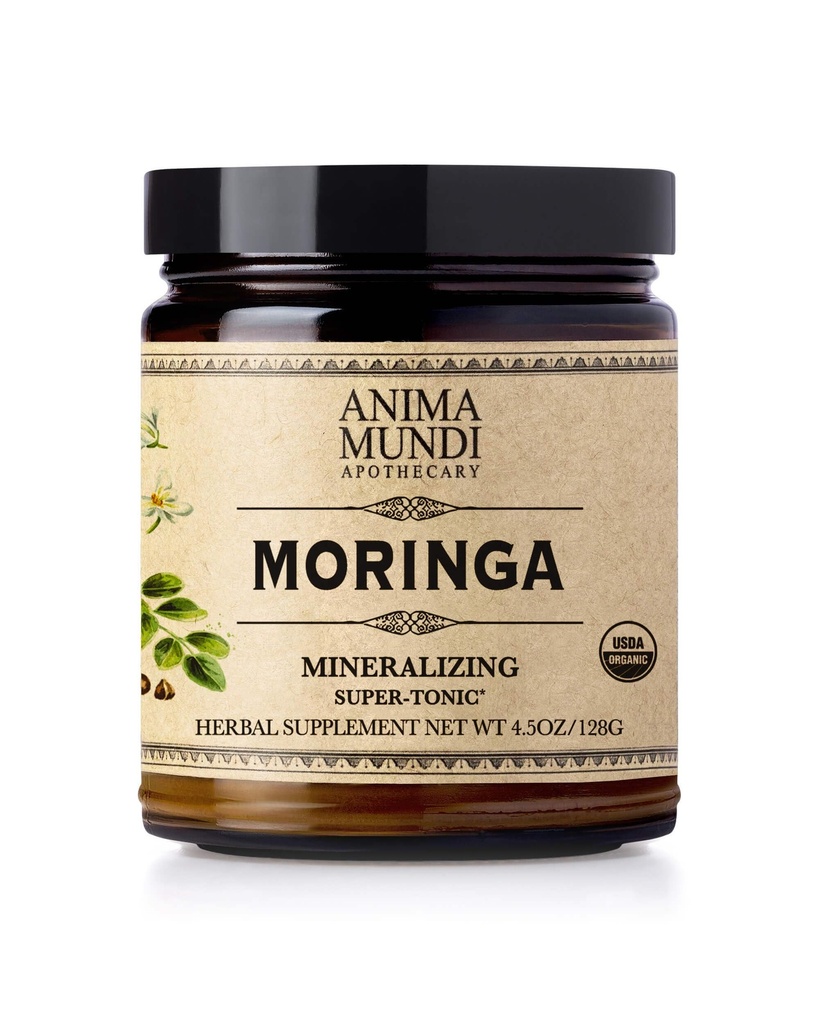 Anima Mundi Apothecary Moringa Leaf Powder - Pure Organic Rainforest Superfood - Energi Support Supplement, Natural & Non-GMO Green Powder (6oz / 170g)