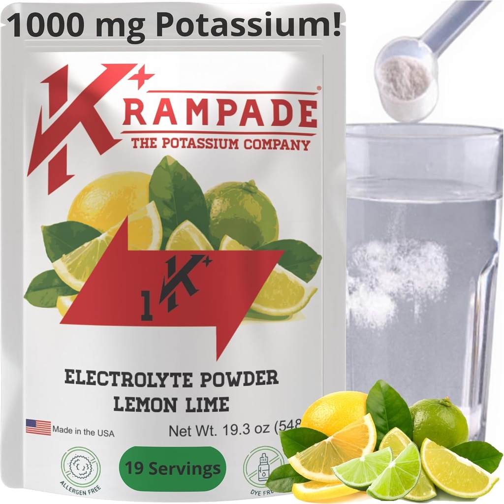 Krampade Original 1K: 1000 mg kaliumkrampavlastning elektrolytpulver | Bättre hydrering, designad för seniorer