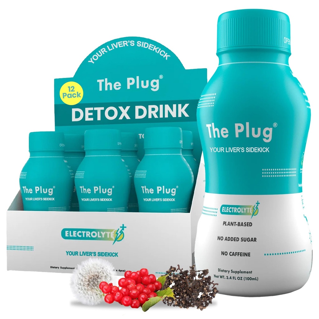 Plug Liver Cleanse Detox & Repair Drink Electrolytes Organic Herbal Liquid Detoxify Body Plants Supplement Support Weight Loss Natural Health Hydrate Sports Energy Immunity Shots Minerals Vitamins