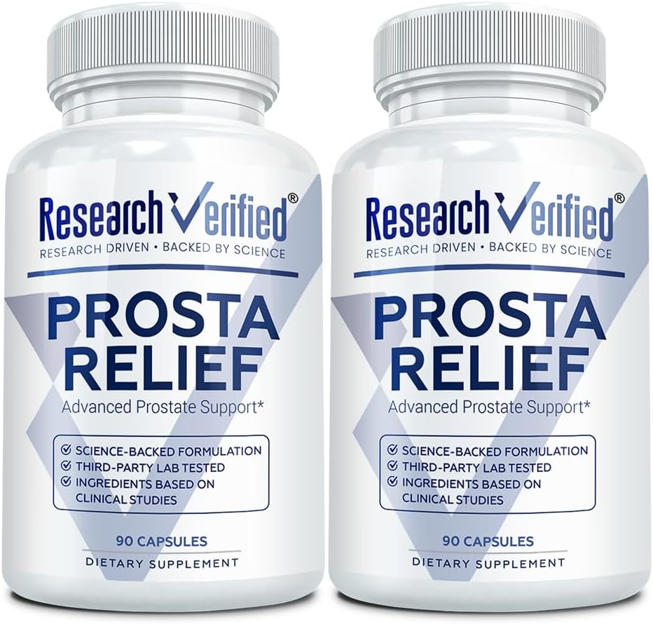 Forskning Verified® Prosta Relief - Saw Palmetto och Bioperine® - Prostate Health; Bladder & Urinary Health, Drive and Performance; Pure Natural, 90 Capsules (Pack of 2)