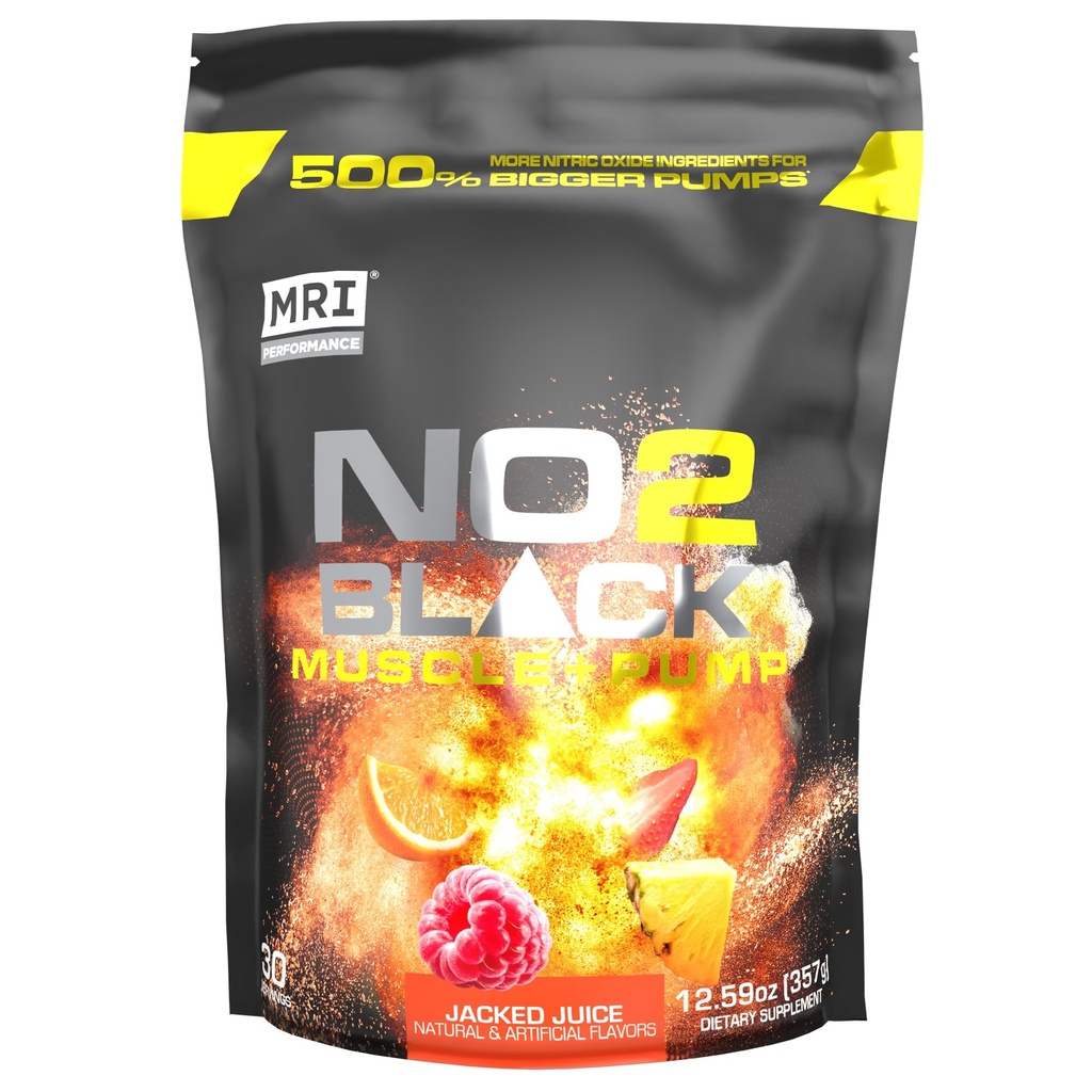 MRI NO2 Black Nitric Oxide Supplement for Pump, Muscle Growth, Vascularity & Energy - Kraftfull Stim-Free Pre-Workout med Citrulline (30 portioner) (Jacked Juice)