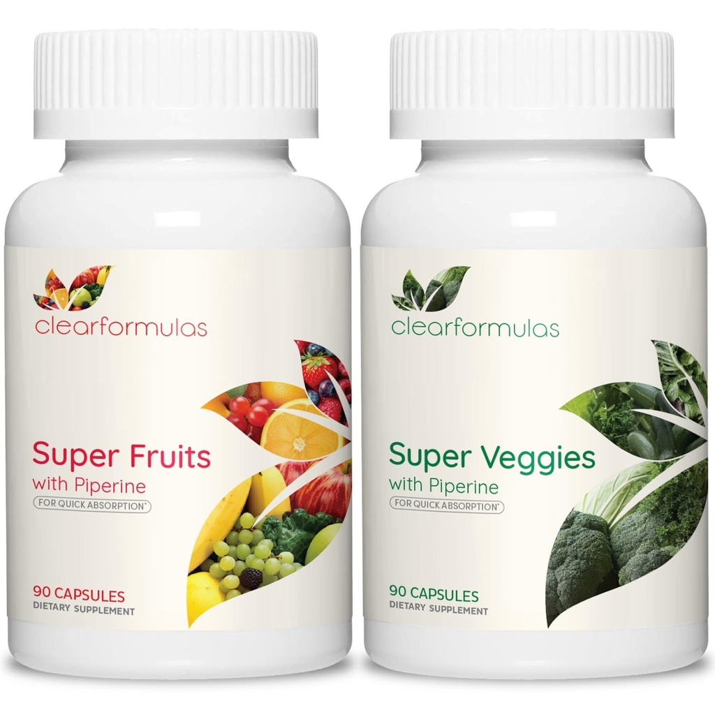 Daily Fruit and Veggies Supplement for Adults - Super Fruits and Vegetables Supplement with 37 Different Super Foods for Overall Health Wellness and Immune Support - Non-GMO and Vegan (30 Servings)