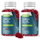VITEEY Vitamin D3 K2 Gummies - 1000 IE Vitamin D3 och K2 100mcg - Bone & Heart Health for Adults and Teens - Vegetarian, Gelatin Free, GMO Free - Tasty Chewable D3K2 Vitamins Strawberry Flavored Gummy