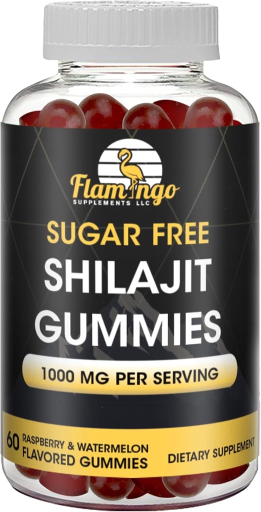 Sugar Free Shilajit Gummies (1000mg Serving)- Natural Himalayan Organic Fulvic Acid Shilajit Supplement for Men and Women -60 Gummy Chews
