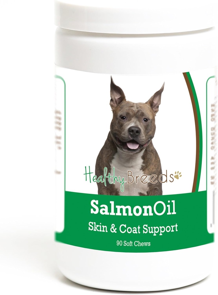 Hälsosamma raser amerikanska Staffordshire Terrier Salmon Oil Soft Chews 90 Count