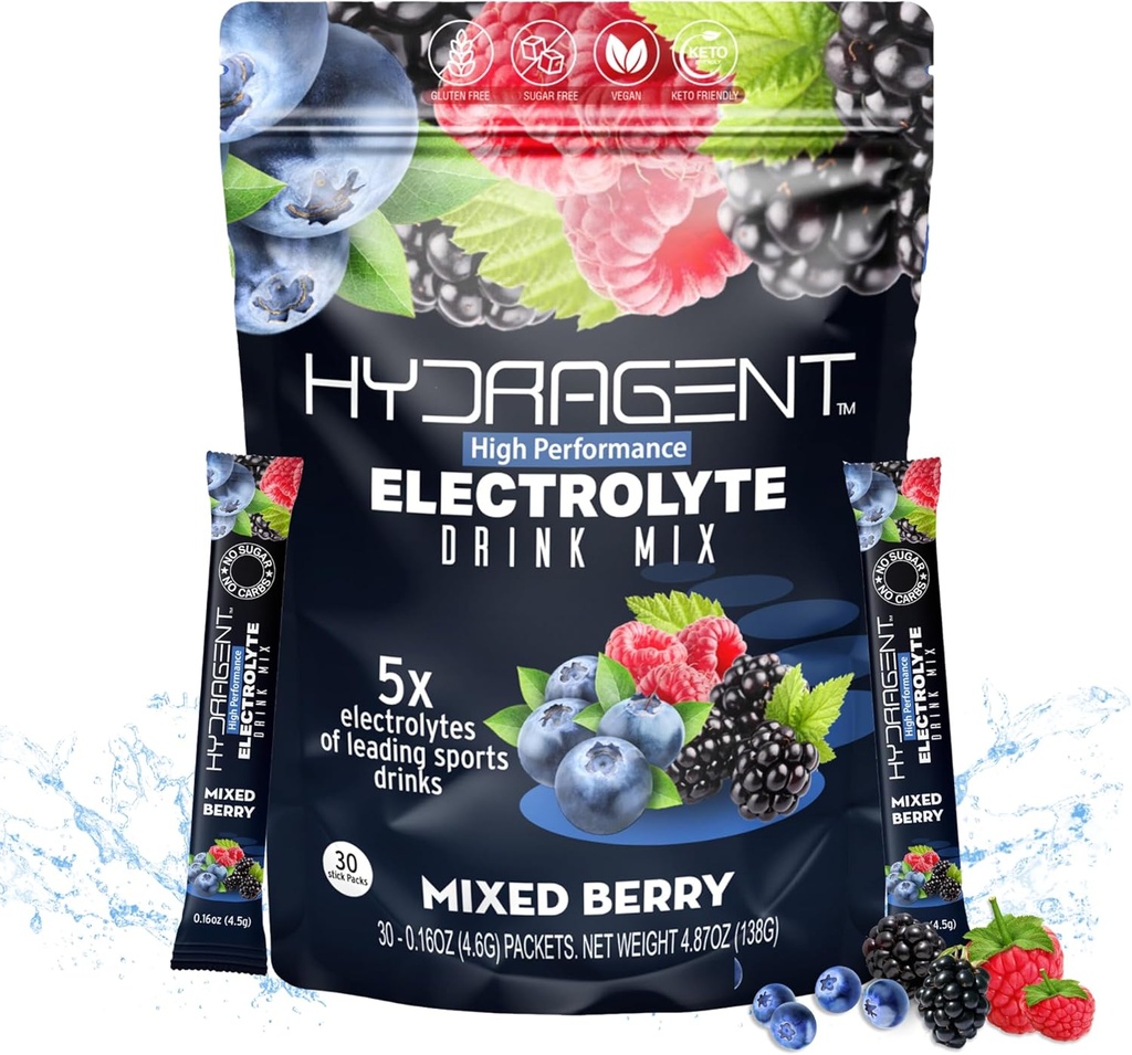 Electrolyte Replacement Stick Packs. Zero Sugar, högpresterande elektrolyter. Över 1000mg Salts Plus Magnesium och kalium. Key Minerals för Hydration. (Blandade Berry)