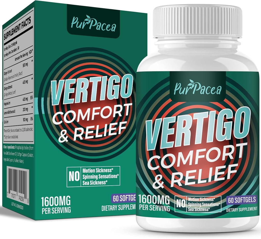 Liposomal Vertigo Supplement 1600MG, Advanced Absorption Formel, Natural Inner Ear Balance Supplement med Ginger & Ginkgo Biloba Extract, 60 Softgels, 30-Day Supply