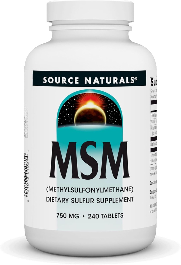 Källa Naturals MSM (metylsulfonylmetan), 750mg - 240 tabletter