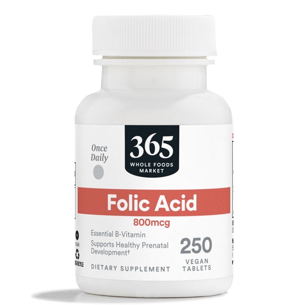 365 av Whole Foods Market, Folic Acid 800mcg, Vegan, 250 tabletter