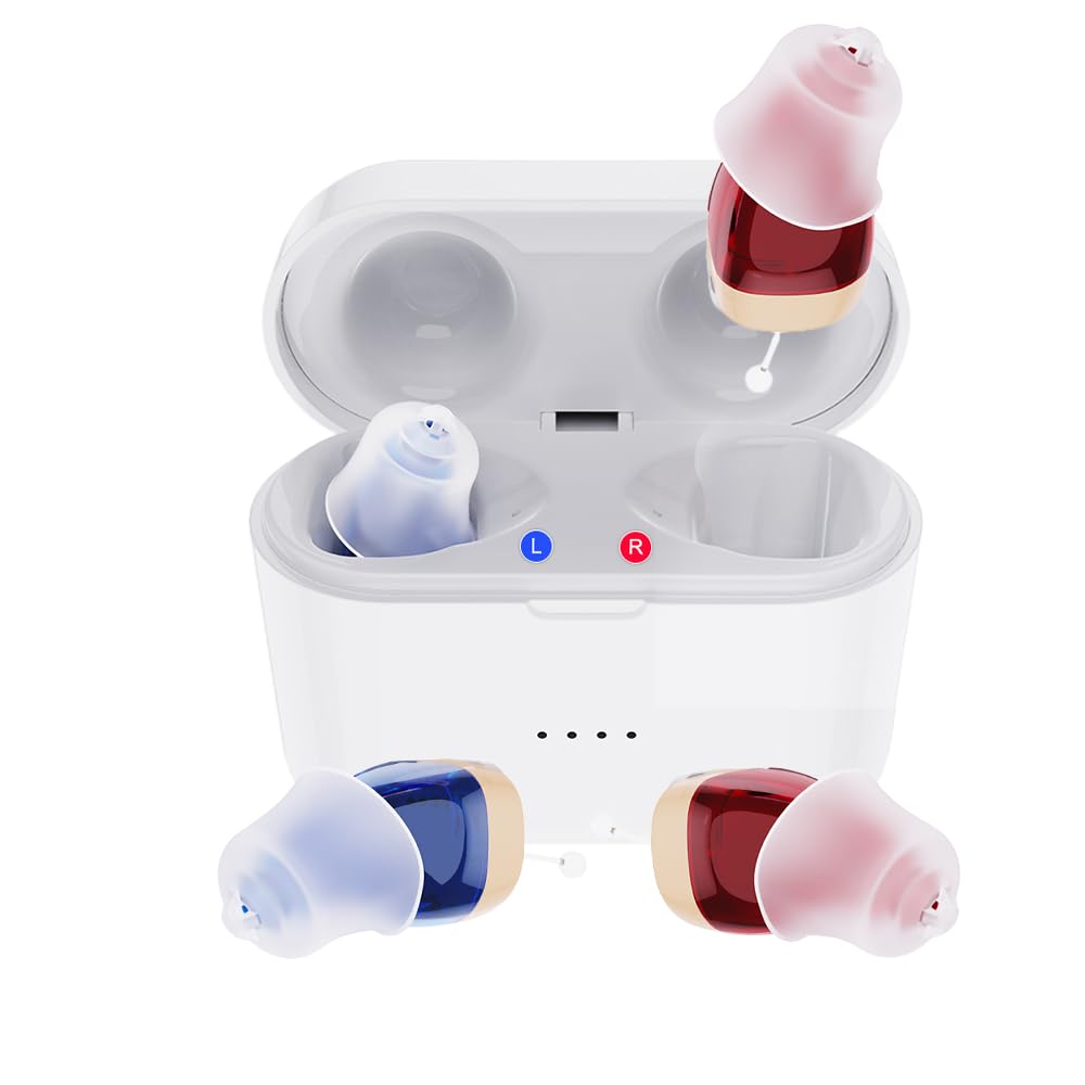 Hörapparater för seniorer, laddningsbar hörapparat 10 Channel Mini Hearing Device med buller Avbrytande hörselförstärkare för vuxna med laddningsfall