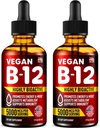 Förpackning med 2 - B12 Sublingual 5000 mcg Drops - Tillverkad i USA - Vegan B12 Vitaminer för energi, humör och minne - Mycket biotillgängliga sublingual droppar - Methylcobalamin för kvinnor och män - 2 m. oz.