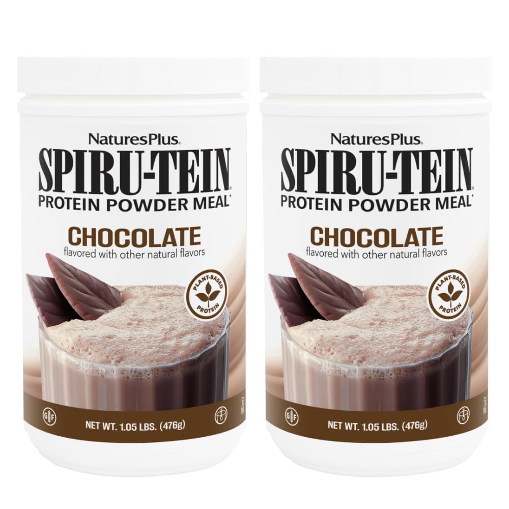 NaturesPlus SPIRU-TEIN, Chocolate - 1,05 lbs, Pack of 2 - Plant-Based Protein Shake - Non-GMO, Vegetarian, Gluten Free - 34 Totalt portioner