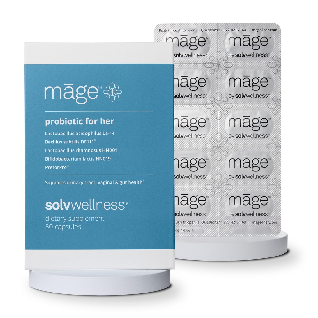 Mått av Solv Wellness Probiotic för henne, dagliga kvinnors prebiotiska och probiotika Blend Nutritional Supplements för Digestive, Vaginal PH Balance, Urinary Tract Health Support, 30 kapslar