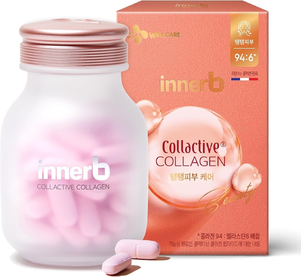 CJwellcare Innerb Glow Capsule Collagen (28 portioner, 4 veckor) - Firm Skin Elasticity, Premium Korean Skin Care Supplement. Elastin, vitamin C.