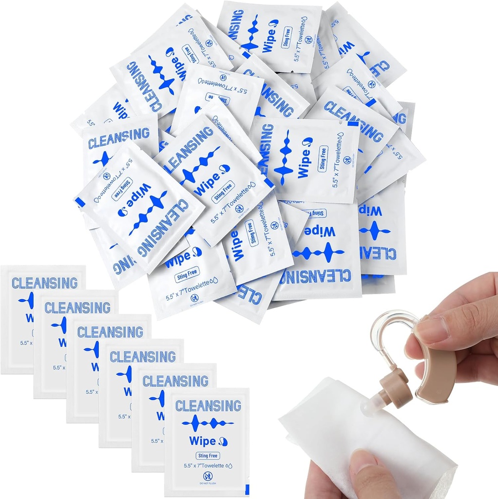 Timgle 200 Count Hearing Aid Wipes Individuellt insvept rengöringshanddukar Telefonrengöring Wipes Laptop Cleaner Wipes för Earwax Earbuds Sweat Earmold Earplugs i Ear Monitors Clean Removal