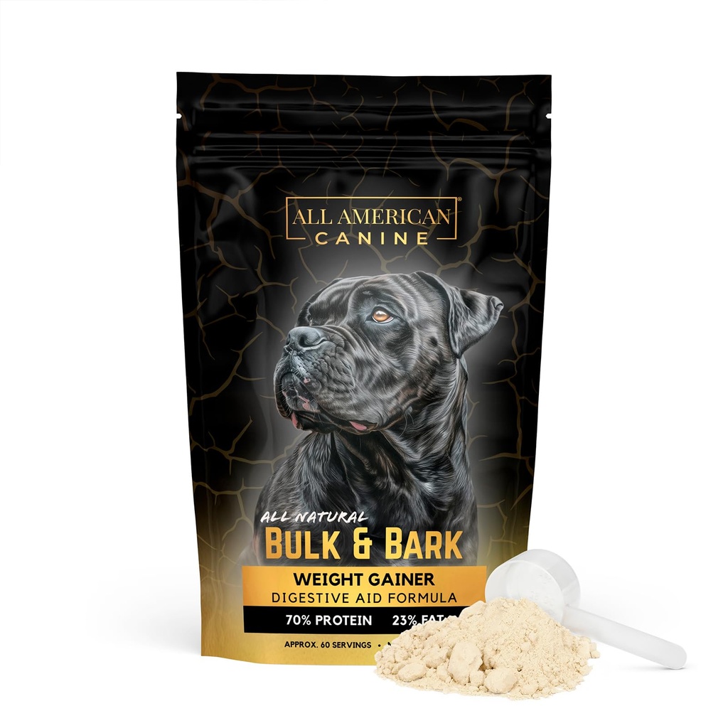 Dog Weight Gainer + Digestive Aid Formula, Natural Health Supplement Food Topper, Weight Gain Supplements for Dogs, & Dog Muscle Builder - 60 portioner