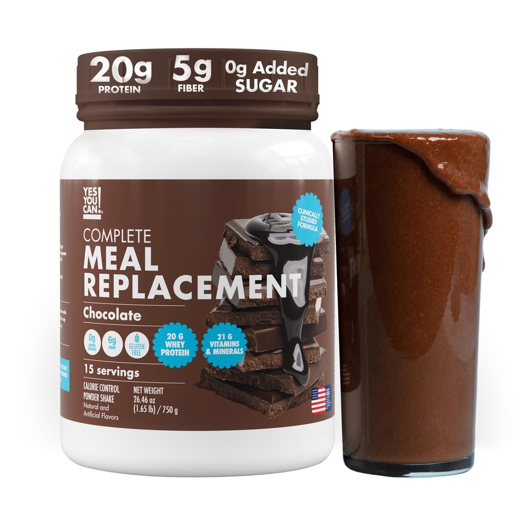 Ja du kan! Meal Replacement Shake - 20G Protein, 5G Fiber, 21 Vitaminer & Minerals, 0G Added Sugar - Meal Replacement Protein Powder - Fullständig all-in-One Nutrition - 15 portioner (Chocolate)