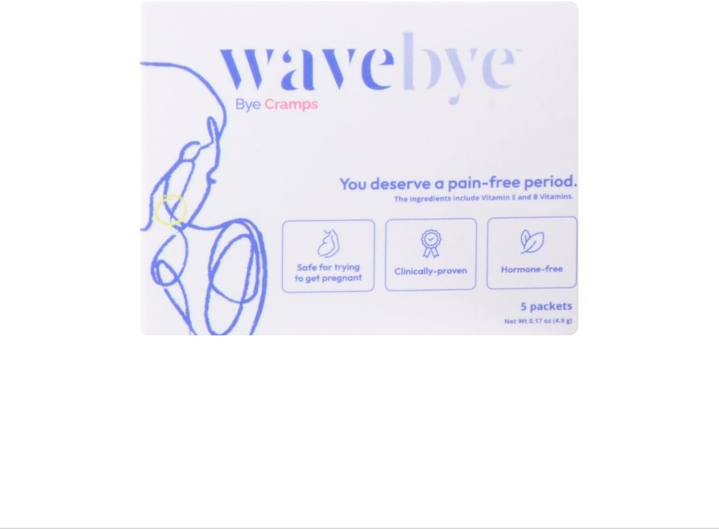 Wave Bye till Period Pain, OB/GYN-Developed Premenstrual (PMS) Supplement for Women with Period Cramps, 1 Month Supply