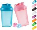 Shaker Bottle Protein Shakes och 16-Ounce/400ML Shaker-Bottle med whiskbollar, icke-BPA-plast (Blue+Pink(2PCS)))