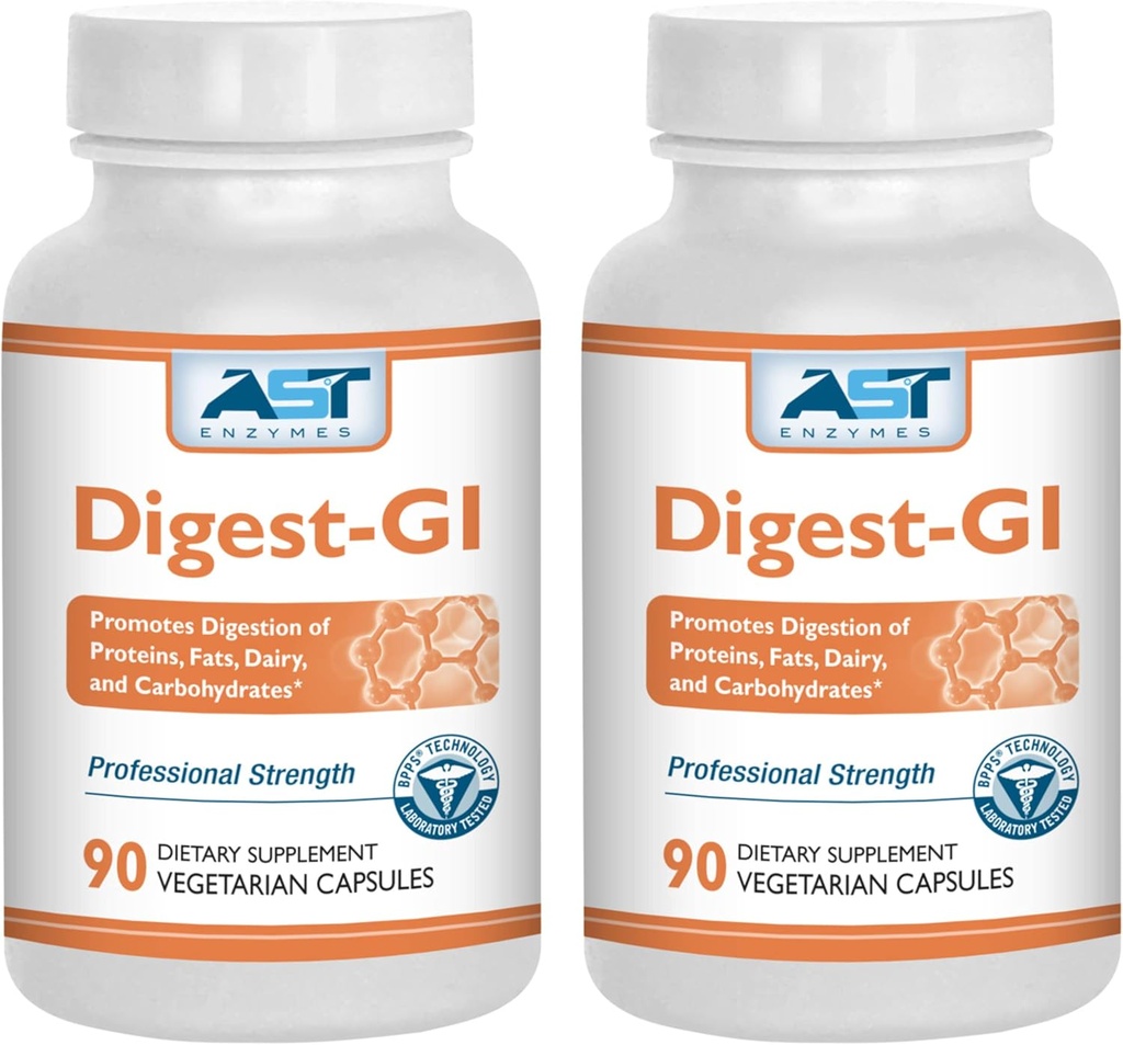 Digest-GI Digestive Enzyme - (90 x 2) Vegetariska kapslar-Digestion och Bloating Relief för kvinnor och män
