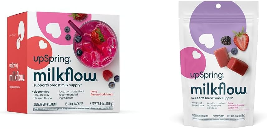 UpSpring Milkflow Electrolyte Breastfeeding Supplement med Fenugreek | Lakteringstillägg för att stödja bröstmjölkförsörjning och återställa elektrolyter
