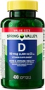 Spring Valley Vitamin D3 Supplement Softgels, 2000 IE, 400 greve - Ny look