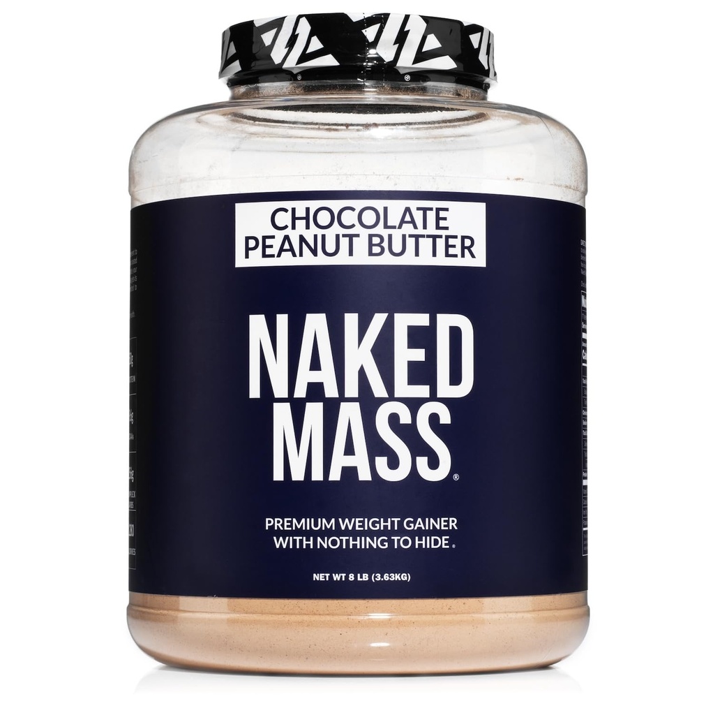 NAKED Chocolate Peanut Butter Mass - 1,280 Kalorier, 50G Protein, Inget Artificiellt. All Natural Weight Gainer Protein Powder - 8Lb Bulk, GMO Free, Gluten Free & Soy Free