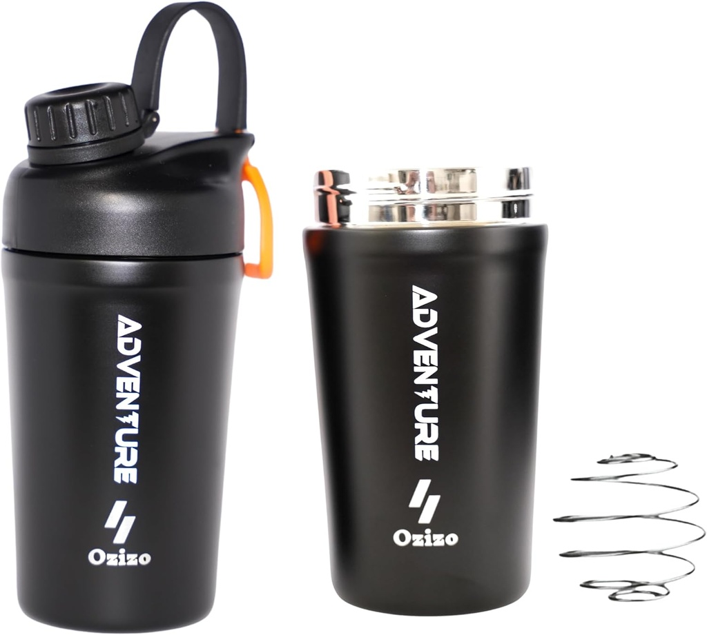 Ozizo Protein Mixing Cup för proteinblandningar - 20 Ounces rostfritt stål Protein Shaker Bottle, isolerad, läckt bevis, luktresistent, liten söt gym Mixer för män, kvinnor, pojkar, flickor, heta och kalla drycker