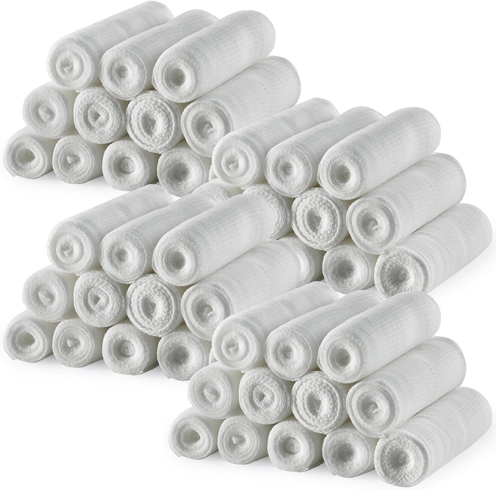 MEDca Gauze Bandage Rolls - 48 Pack, 4 in x 4.1 Yards, Medical Grade Gauze and Stretch Bandage for Wound Dressing and First Aid Kit