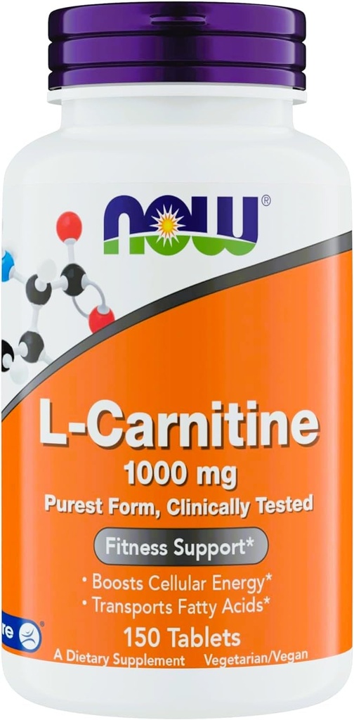 Nu kompletterar L-karnitin 1000mg - 150 tabletter värdestorlek, stöder Lean Muscle Growth, Carnipure, Non-GMO, Kosher, idealisk för veganer, idrottare och energistöd