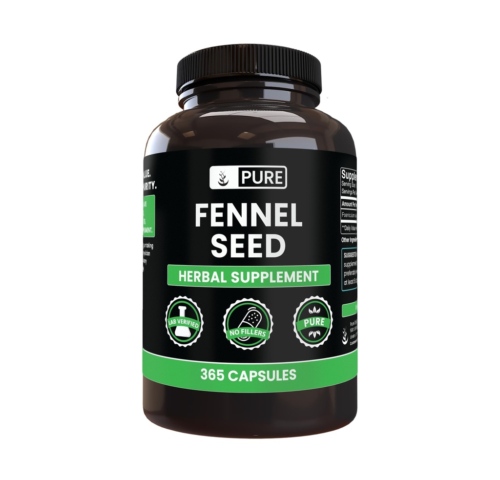 PURE ORIGINAL INGREDIENTS Fennel Seed (365 kapslar), No Magnesium eller Rice Fillers, Always Pure, Lab Verified