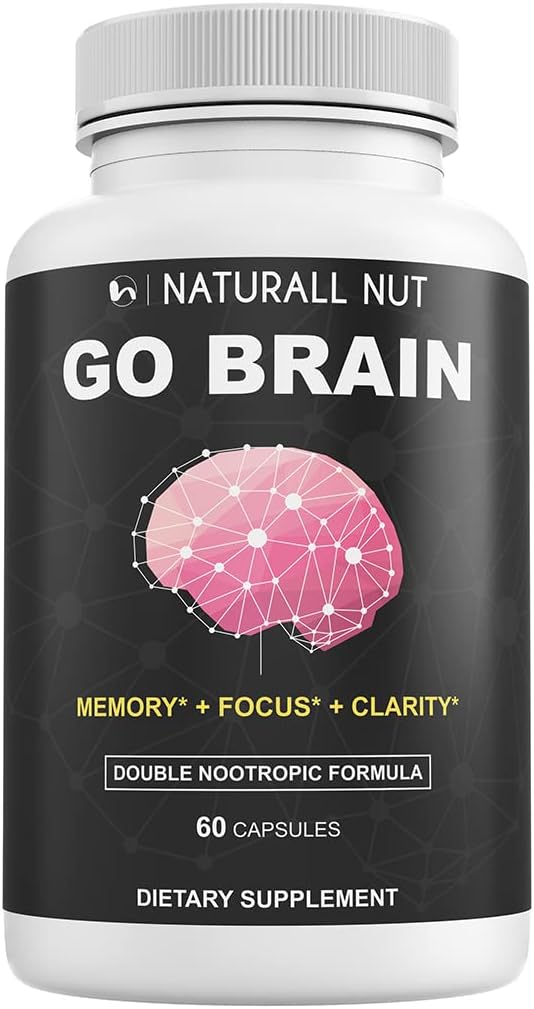 Go Brain Double Nootropic Formel, Brain Supplements for Memory and Focus Vitamins, Ginkgo Biloba, Dmae Supplement, Bacopa Monnieri Supplement, Memory Vitamins Brain för kvinnor och män