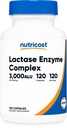 Nutricost Lactase Enzyme Komplex 3 000 FCC ALU, 120 vegetariska kapslar - Icke-GMO, Glutenfri, 120 portioner
