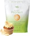 TRU Plant Based Protein Powder, BCAA, EAA, 20g Vegan Brown Rice & Pea Protein, 100 Calories, 27 Vitamins, No Artificial Flavors 25 Servings (Peanut Butter Banana Cupcake)