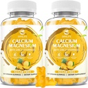 Calcium Magnesium Zinc Gummies with Vitamin D3, Sugar Free Calcium Gummies for Women Men, High Potency Magnesium for Bone & Muscle & Immune Health, Pineapple Flavor - 120 Count
